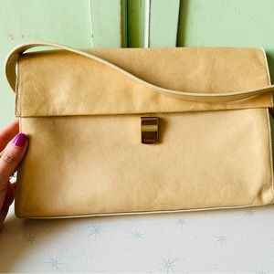Designer made in Italy FURLA leather handbag purse crossbody tan beige nude 👜